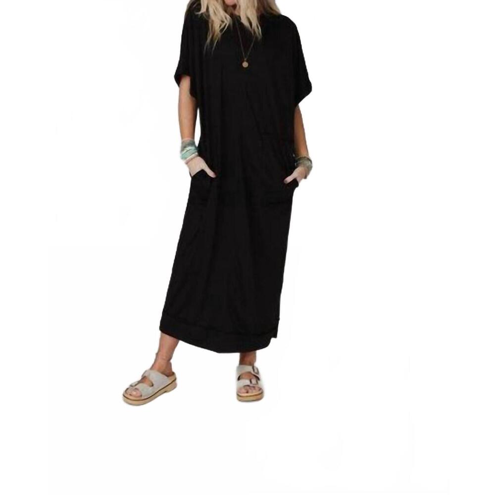 NEW THREE BIRD NEST short sleeve t-shirt maxi dress in black - Picture 2 of 5
